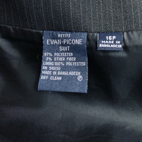 Evan Picone Skirt Women's Size 16 Petite Black Striped Office Work Career Zip Up - Picture 5 of 8